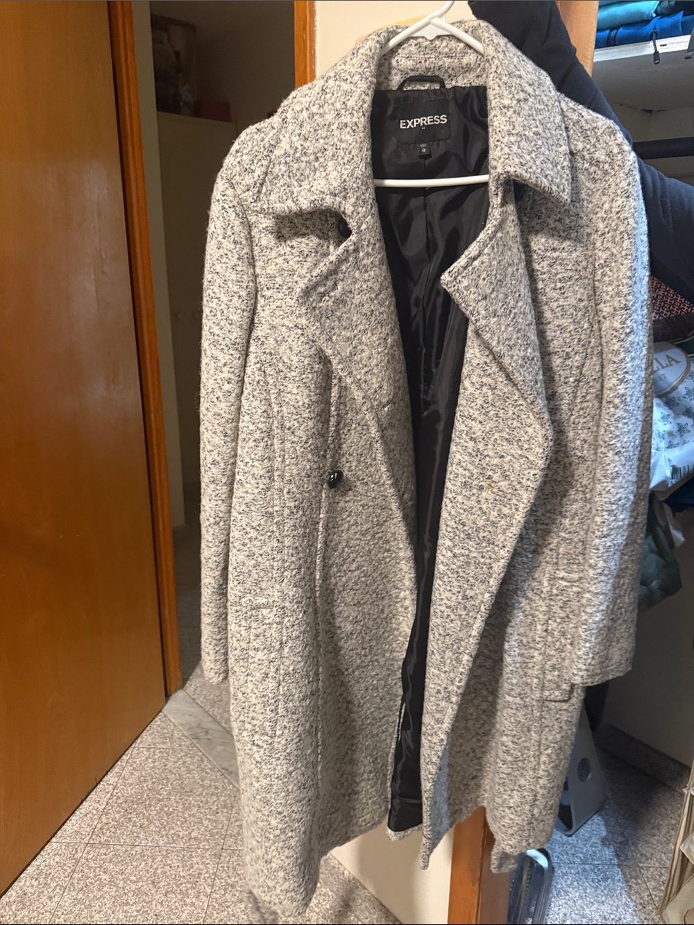 Express Gray Bouclé Pea Coat